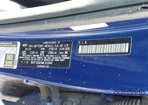 2021 Kia Forte Gt-Line from USA, damaged, VIN 3KPF34AD5ME332846